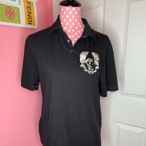 Men’s black polo shirt with skull
